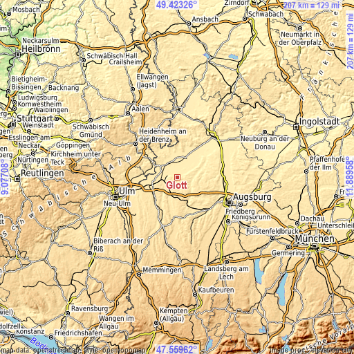 Topographic map of Glött