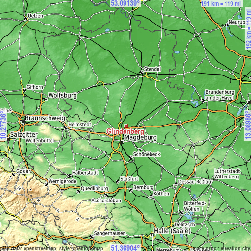 Topographic map of Glindenberg