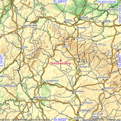 Topographic map of Gleichamberg