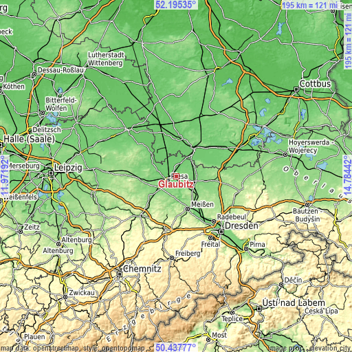 Topographic map of Glaubitz