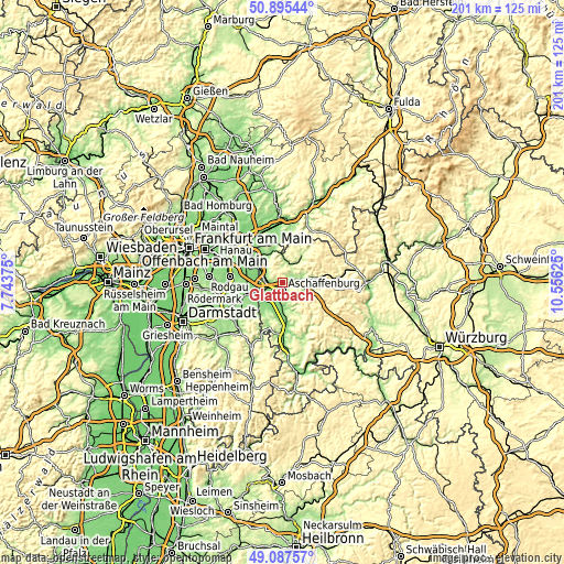 Topographic map of Glattbach