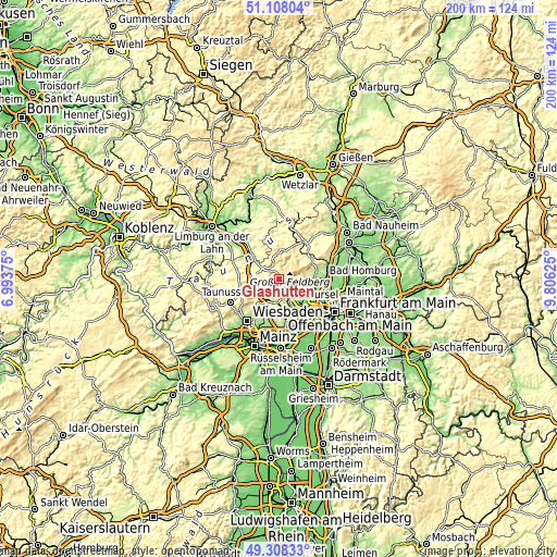 Topographic map of Glashütten