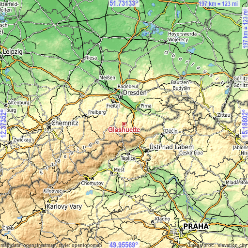 Topographic map of Glashütte