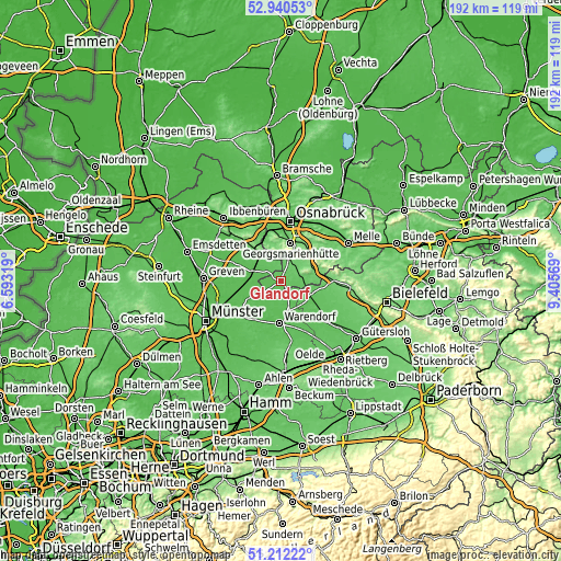 Topographic map of Glandorf