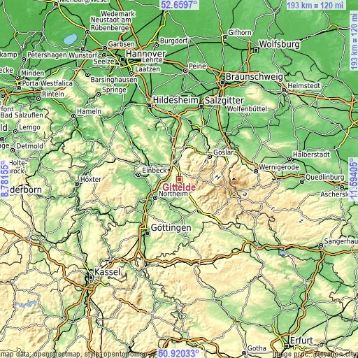 Topographic map of Gittelde