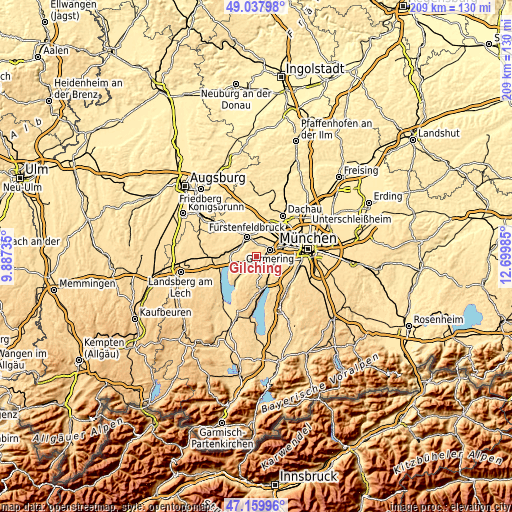 Topographic map of Gilching
