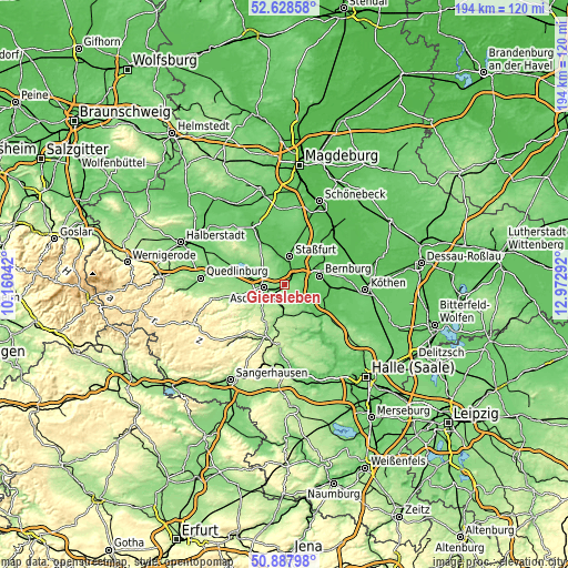 Topographic map of Giersleben