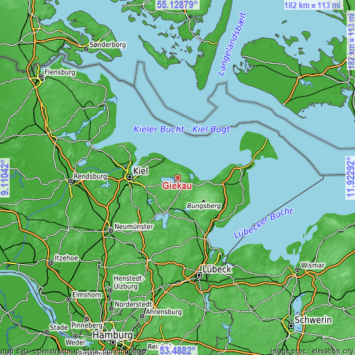 Topographic map of Giekau