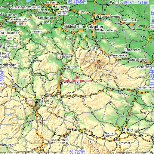 Topographic map of Gieboldehausen