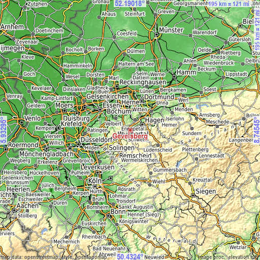 Topographic map of Gevelsberg