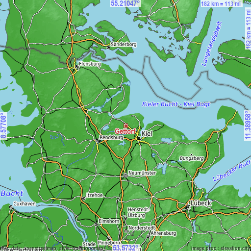 Topographic map of Gettorf