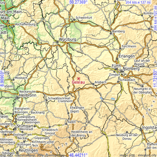 Topographic map of Geslau