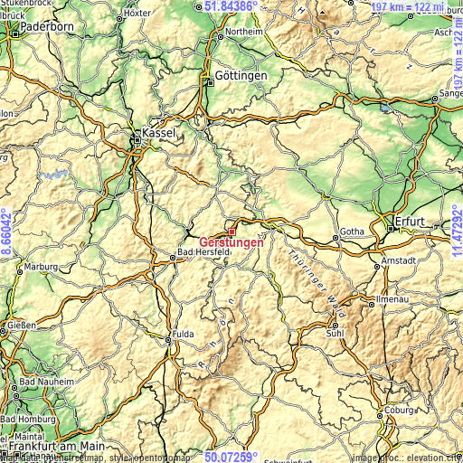 Topographic map of Gerstungen