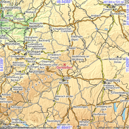 Topographic map of Gerstetten