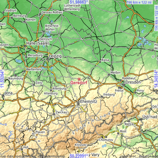 Topographic map of Gersdorf