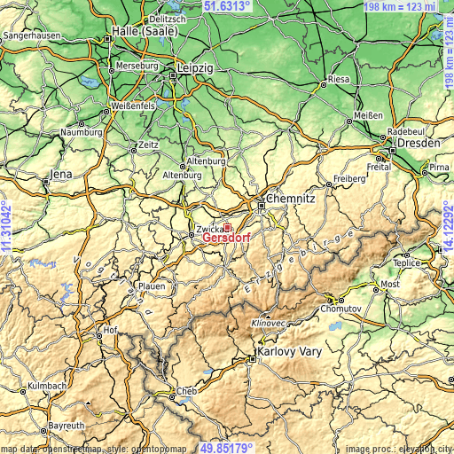 Topographic map of Gersdorf