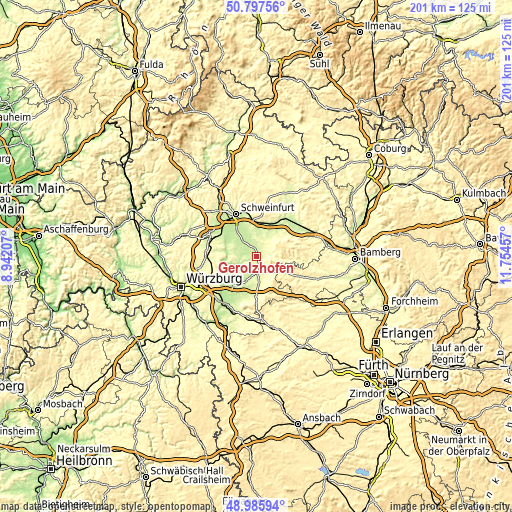 Topographic map of Gerolzhofen