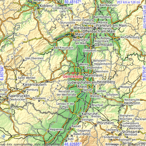 Topographic map of Gerolsheim