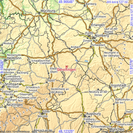 Topographic map of Gerolfingen