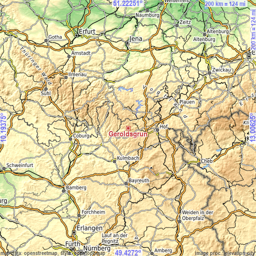 Topographic map of Geroldsgrün