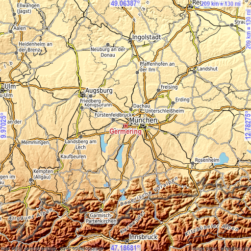 Topographic map of Germering