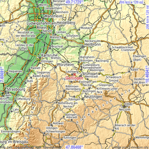 Topographic map of Gerlingen