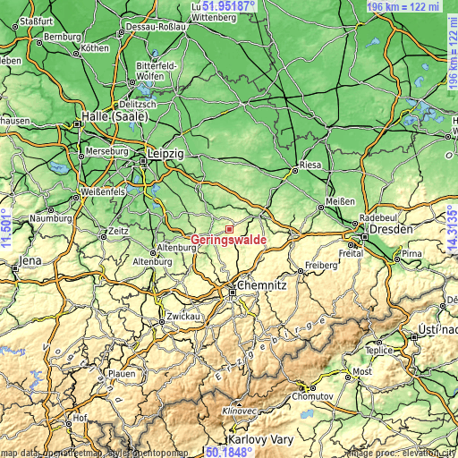 Topographic map of Geringswalde