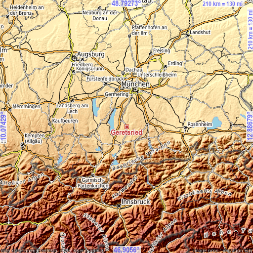 Topographic map of Geretsried