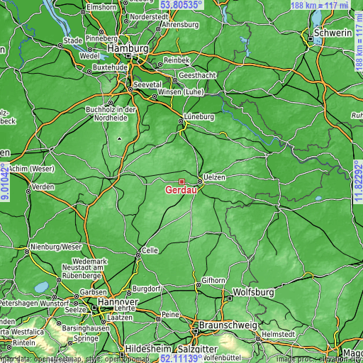 Topographic map of Gerdau