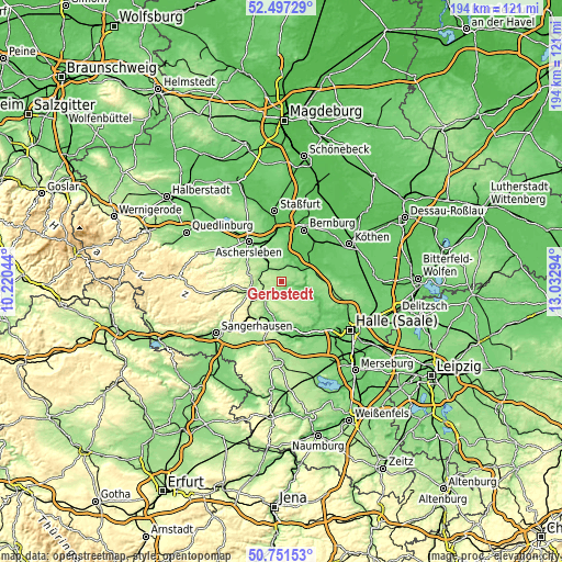 Topographic map of Gerbstedt