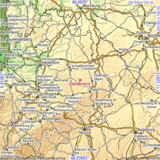 Topographic map of Gerabronn