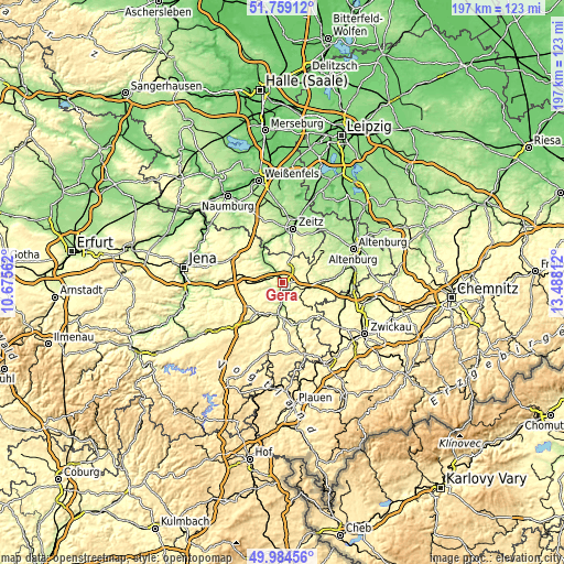 Topographic map of Gera