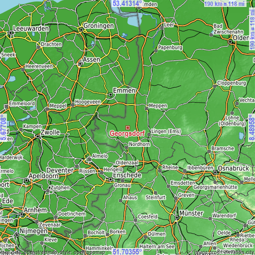 Topographic map of Georgsdorf