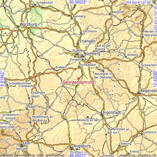 Topographic map of Georgensgmünd