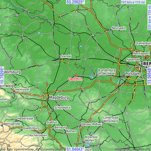 Topographic map of Genthin