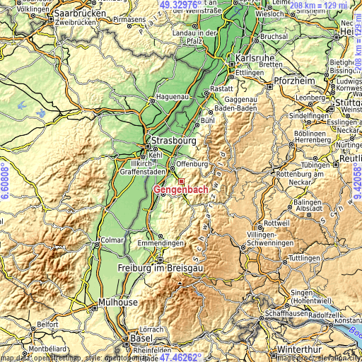 Topographic map of Gengenbach