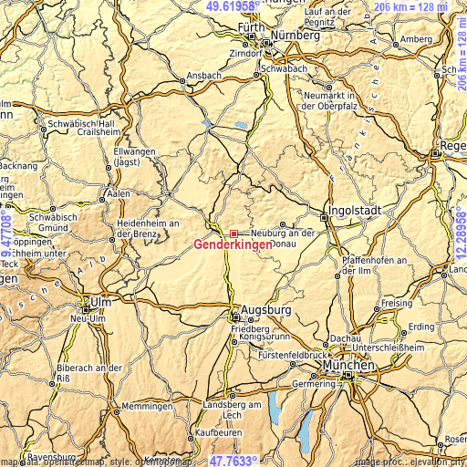 Topographic map of Genderkingen