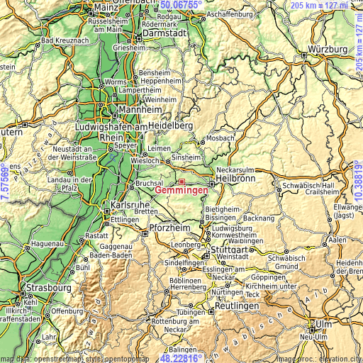 Topographic map of Gemmingen