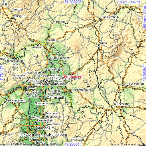 Topographic map of Gelnhausen