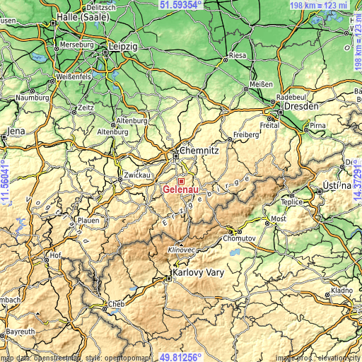 Topographic map of Gelenau