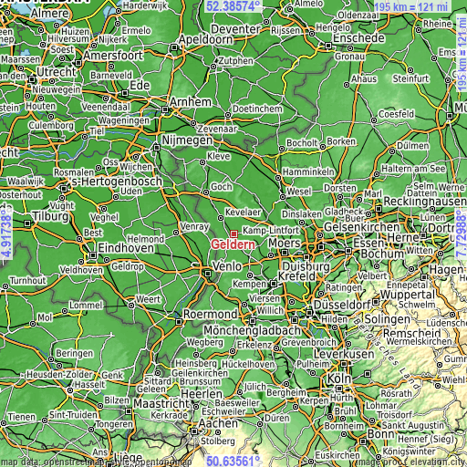Topographic map of Geldern