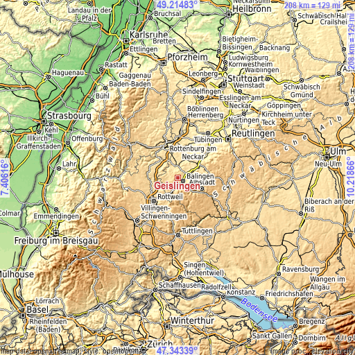 Topographic map of Geislingen