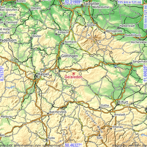 Topographic map of Geisleden