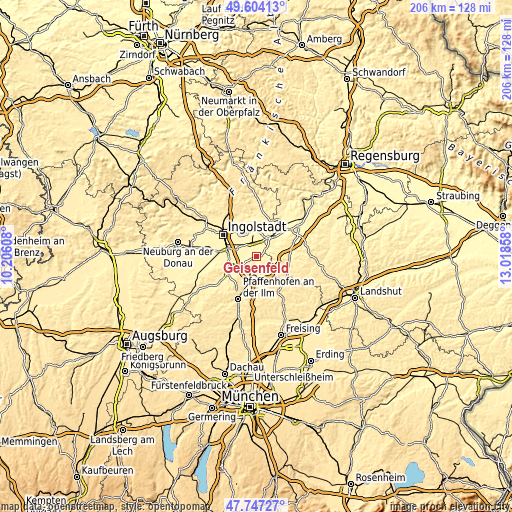 Topographic map of Geisenfeld