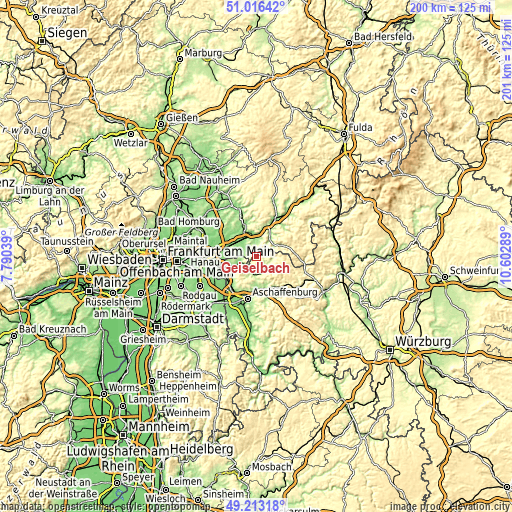 Topographic map of Geiselbach