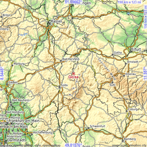 Topographic map of Geisa