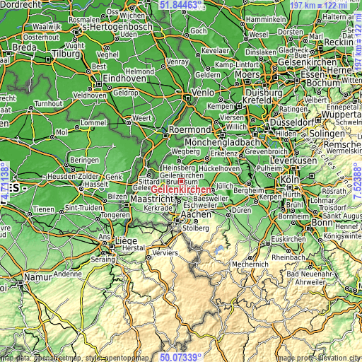 Topographic map of Geilenkirchen