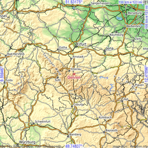 Topographic map of Gehren