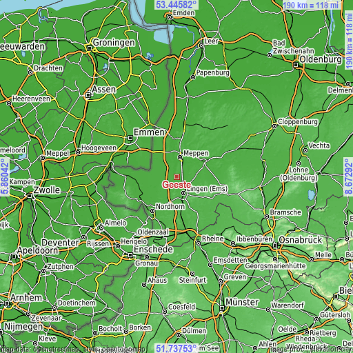 Topographic map of Geeste