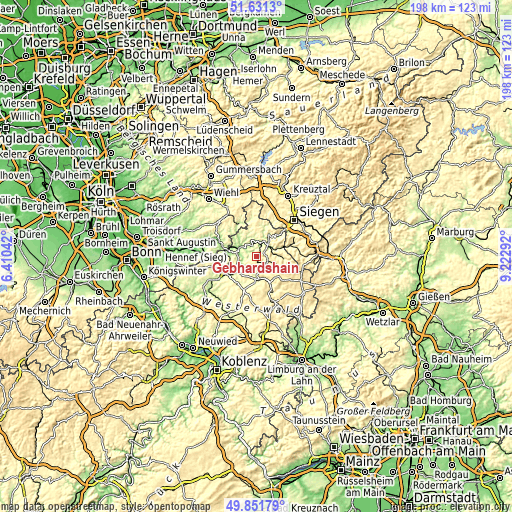 Topographic map of Gebhardshain